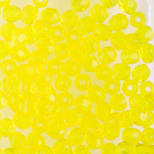 3mm Round Fire Polish Yellow - 100 beads