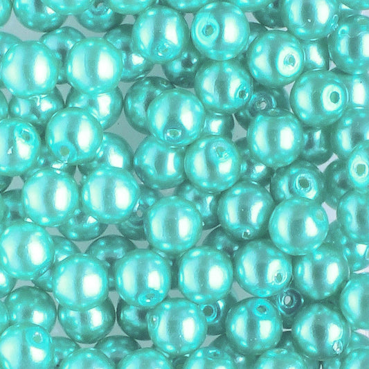 4mm Glass Pearl Aqua Pearl Coat - 100 beads