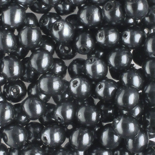 4mm Glass Pearl Black Pearl Coat - 100 beads