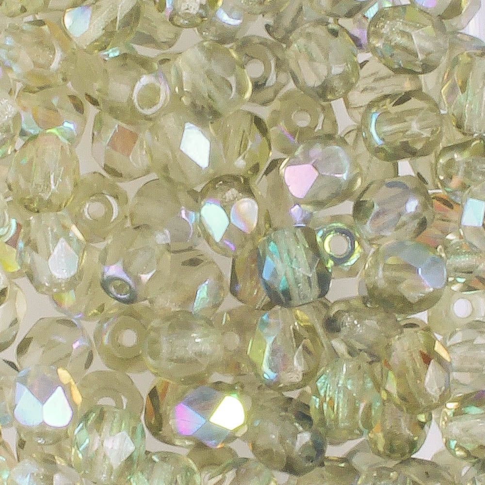 4mm Round Fire Polish Black Diamond AB - 100 beads