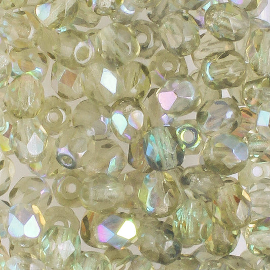 4mm Round Fire Polish Black Diamond AB - 100 beads