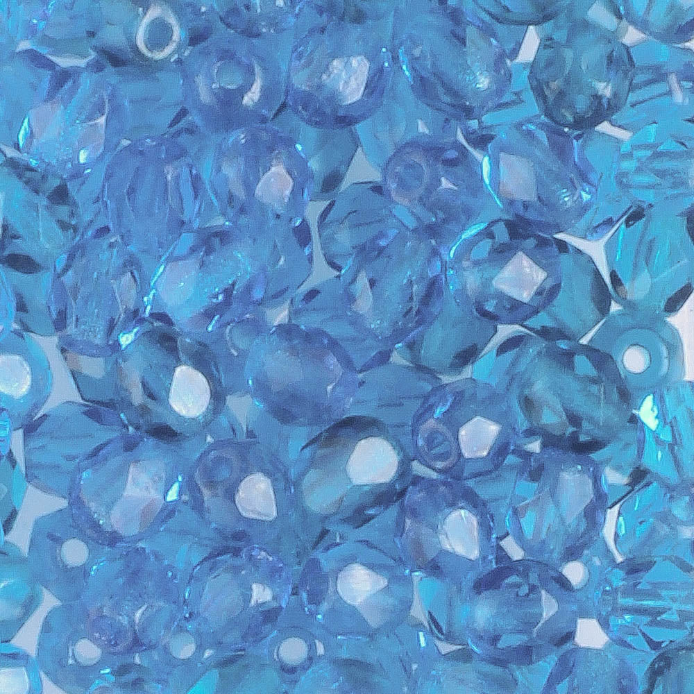 4mm Round Fire Polish Capri Blue - 100 beads