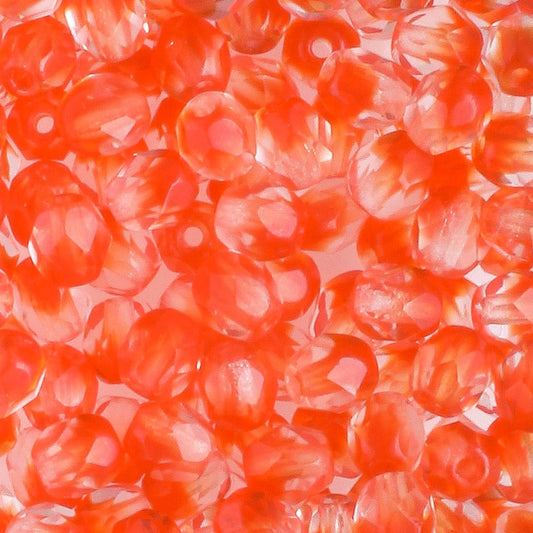 4mm Round Fire Polish Clear Red - 100 beads