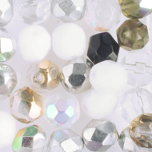 6mm Round Fire Polish Neutral Mix - 25 beads