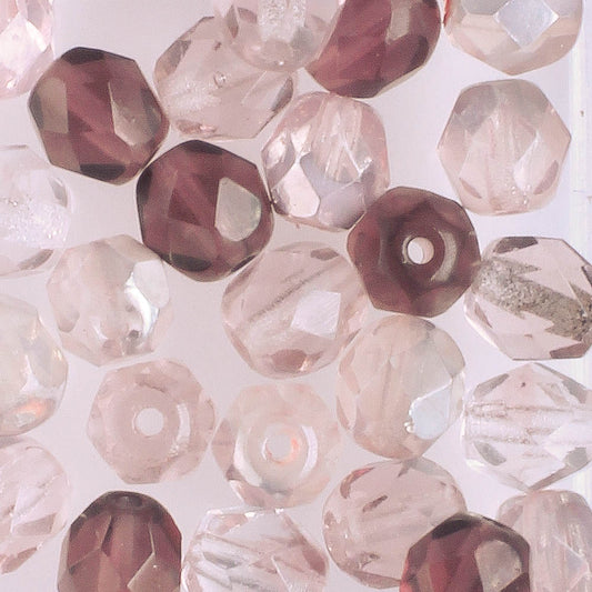 6mm Round Fire Polish Purple Mix - 25 beads