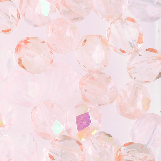 6mm Round Fire Polish Pink Mix - 25 beads