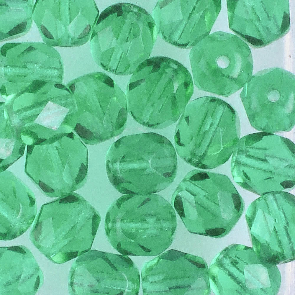 6mm Round Fire Polish Teal - 25 beads