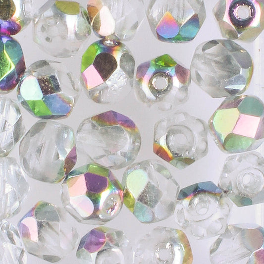 6mm Round Fire Polish Vitrail - 25 beads