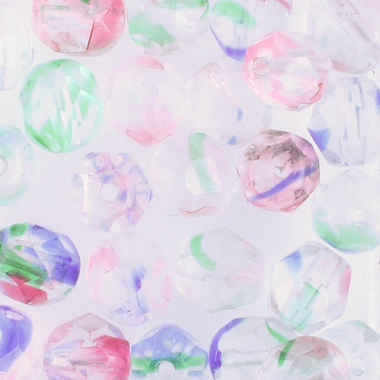 6mm Round Fire Polish Clear Multi - 25 beads