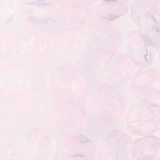 6mm Round Fire Polish Clear Pink - 25 beads