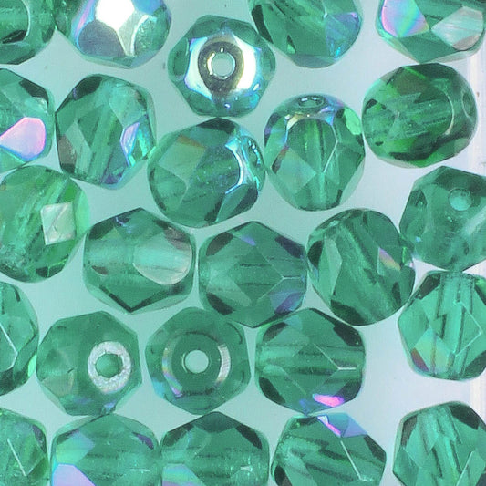 6mm Round Fire Polish Zircon AB - 25 beads