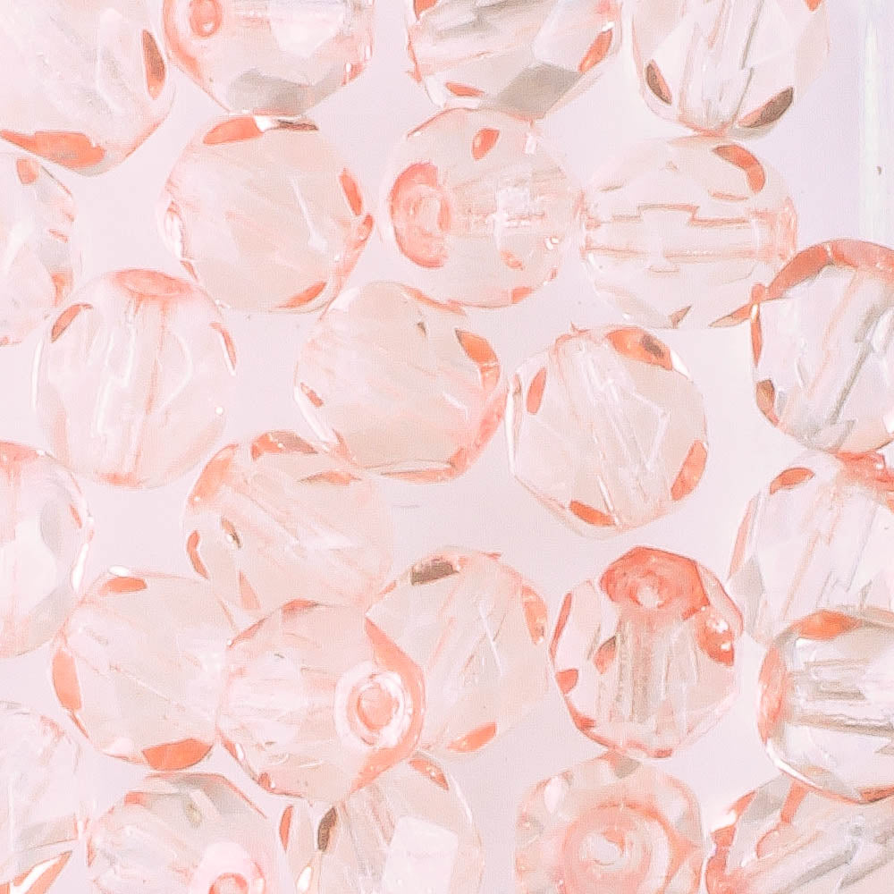 6mm Round Fire Polish Pink - 25 beads