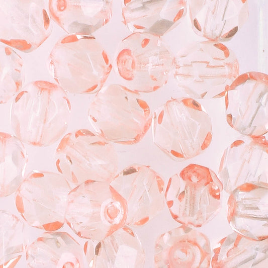 6mm Round Fire Polish Pink - 25 beads