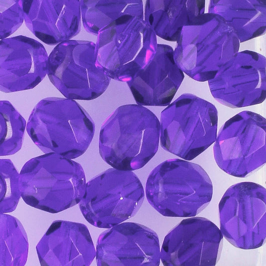 6mm Round Fire Polish Cobalt - 25 beads