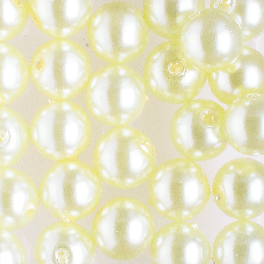 6mm Round Glass Pearl Lemon - 25 beads