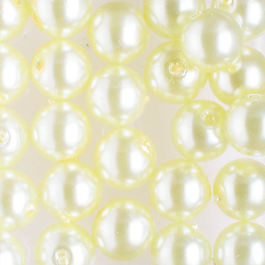 6mm Round Glass Pearl Lemon - 25 beads