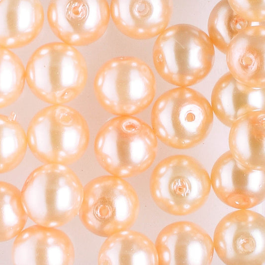 6mm Round Glass Pearl Peach - 25 beads