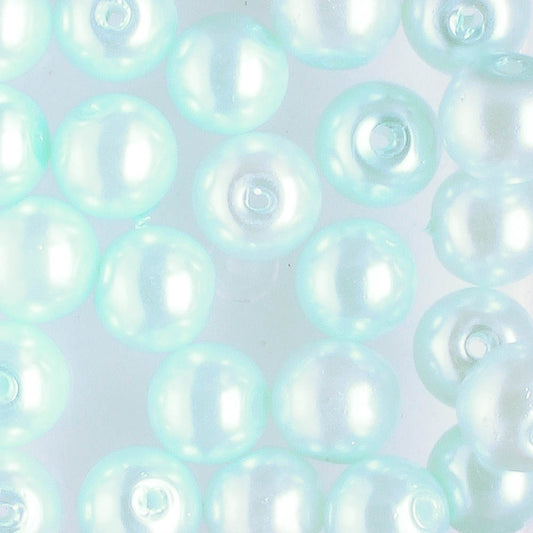 6mm Round Glass Pearl Light Mint - 25 beads