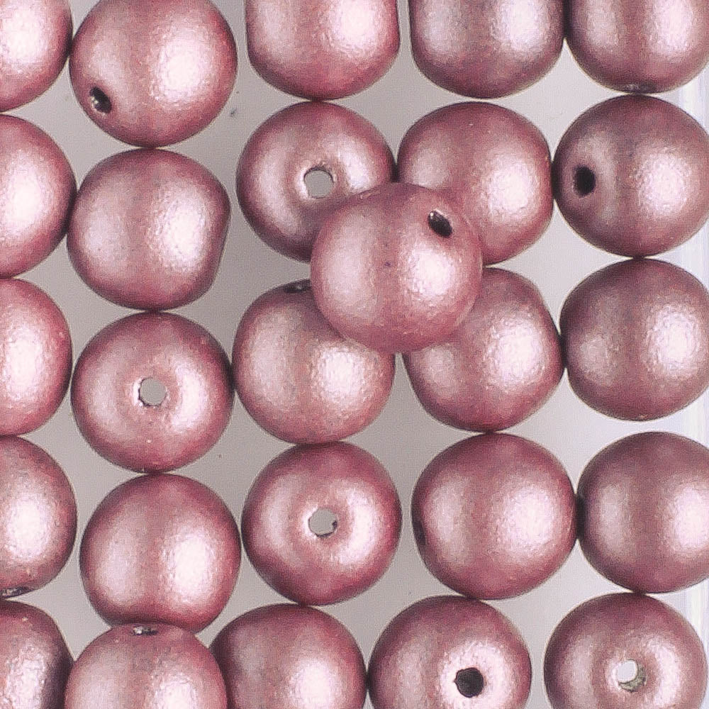 6mm Round Glass Pearl Mauve - 25 beads