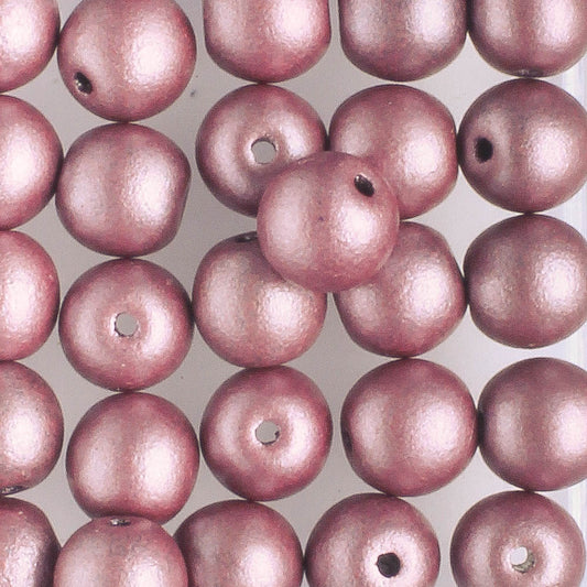 6mm Round Glass Pearl Mauve - 25 beads