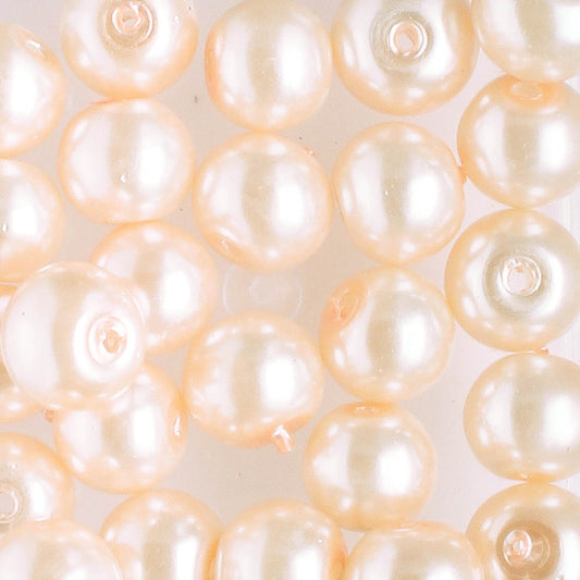 6mm Round Glass Pearl Peach Blossom - 25 beads