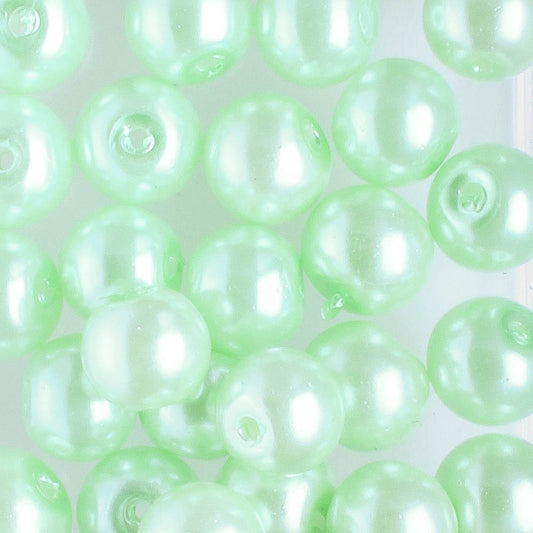 6mm Round Glass Pearl Mint Julep - 25 beads