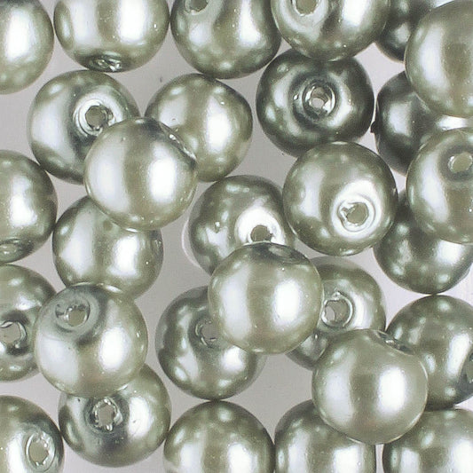 6mm Round Glass Pearl Smoke - 25 beads