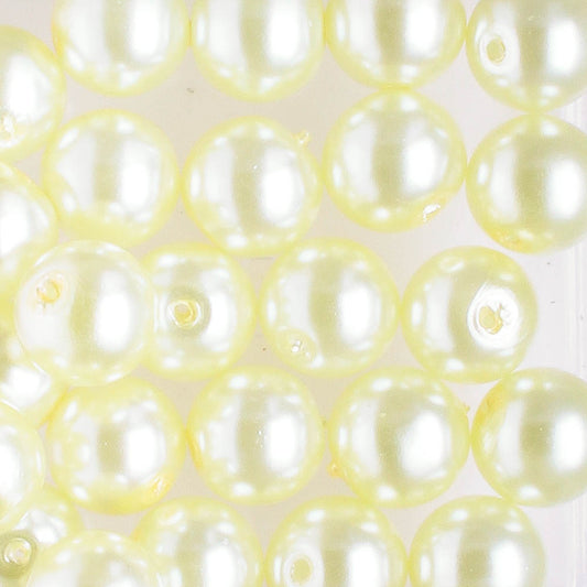 6mm Round Glass Pearl Lemonade - 25 beads