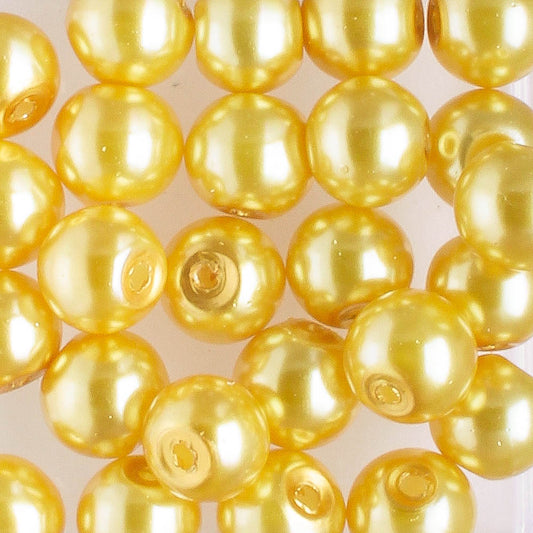 6mm Round Glass Pearl Butterscotch - 25 beads