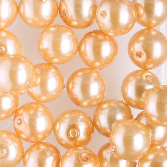6mm Round Glass Pearl Latte - 25 beads