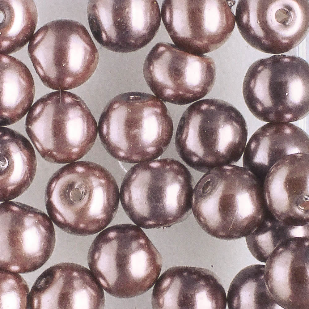 6mm Round Glass Pearl Mulberry - 25 beads