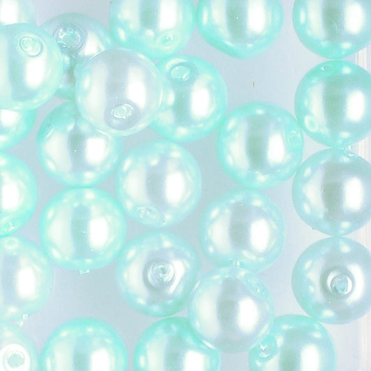 6mm Round Glass Pearl Powder Blue - 25 beads