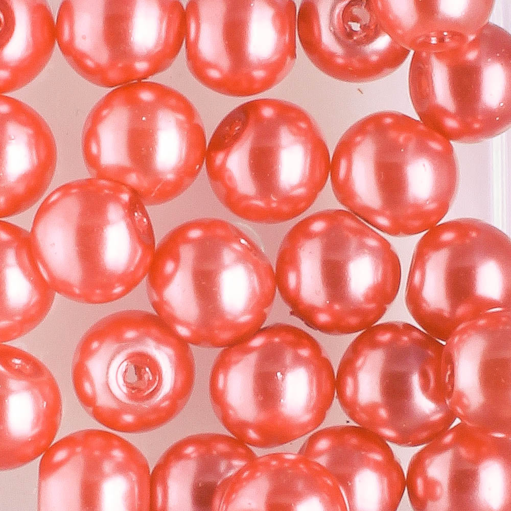 6mm Round Glass Pearl Primrose - 25 beads