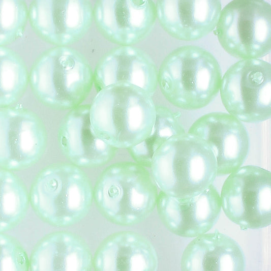 6mm Round Glass Pearl Pale Green - 25 beads