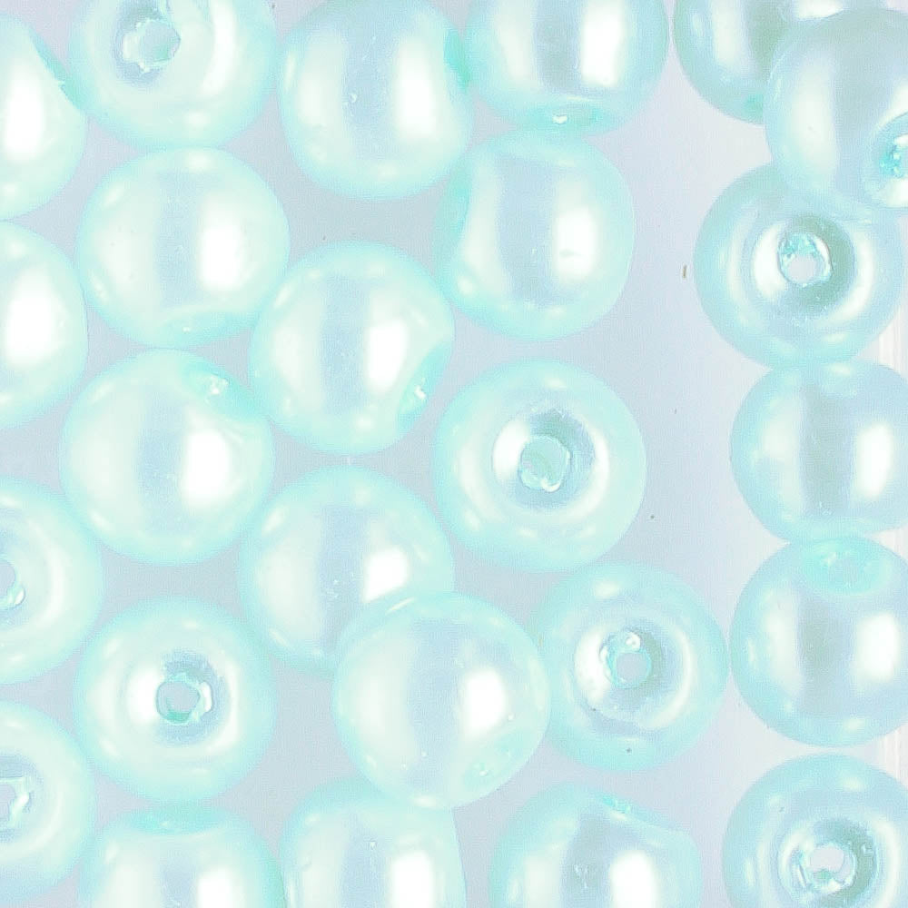 6mm Round Glass Pearl Sky Blue - 25 beads