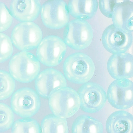 6mm Round Glass Pearl Sky Blue - 25 beads