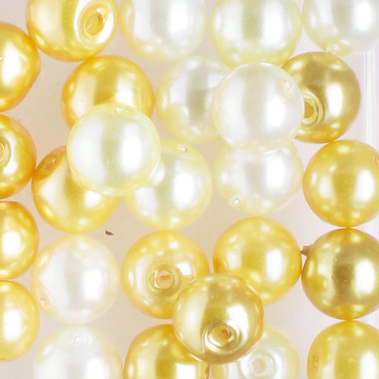 6mm Round Glass Pearl Gold Mix - 25 beads
