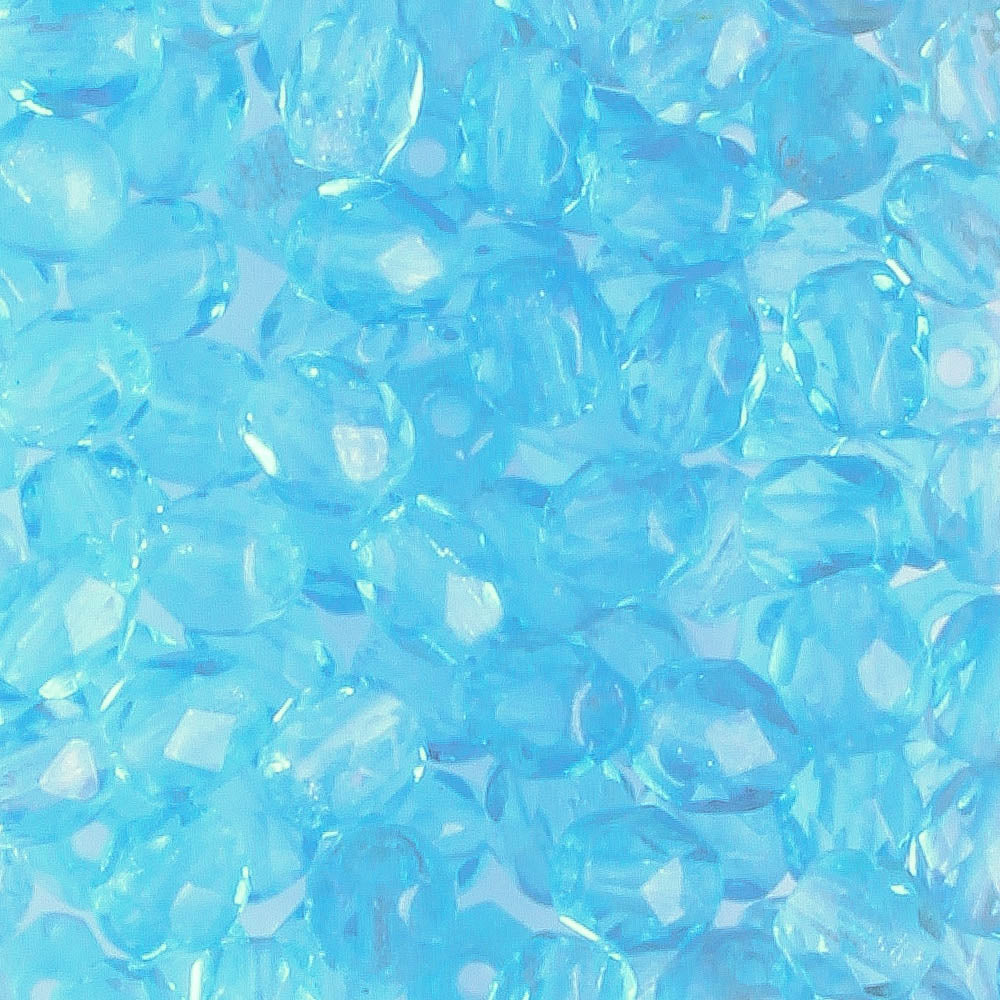 4mm Round Fire Polish Aqua - 100 beads