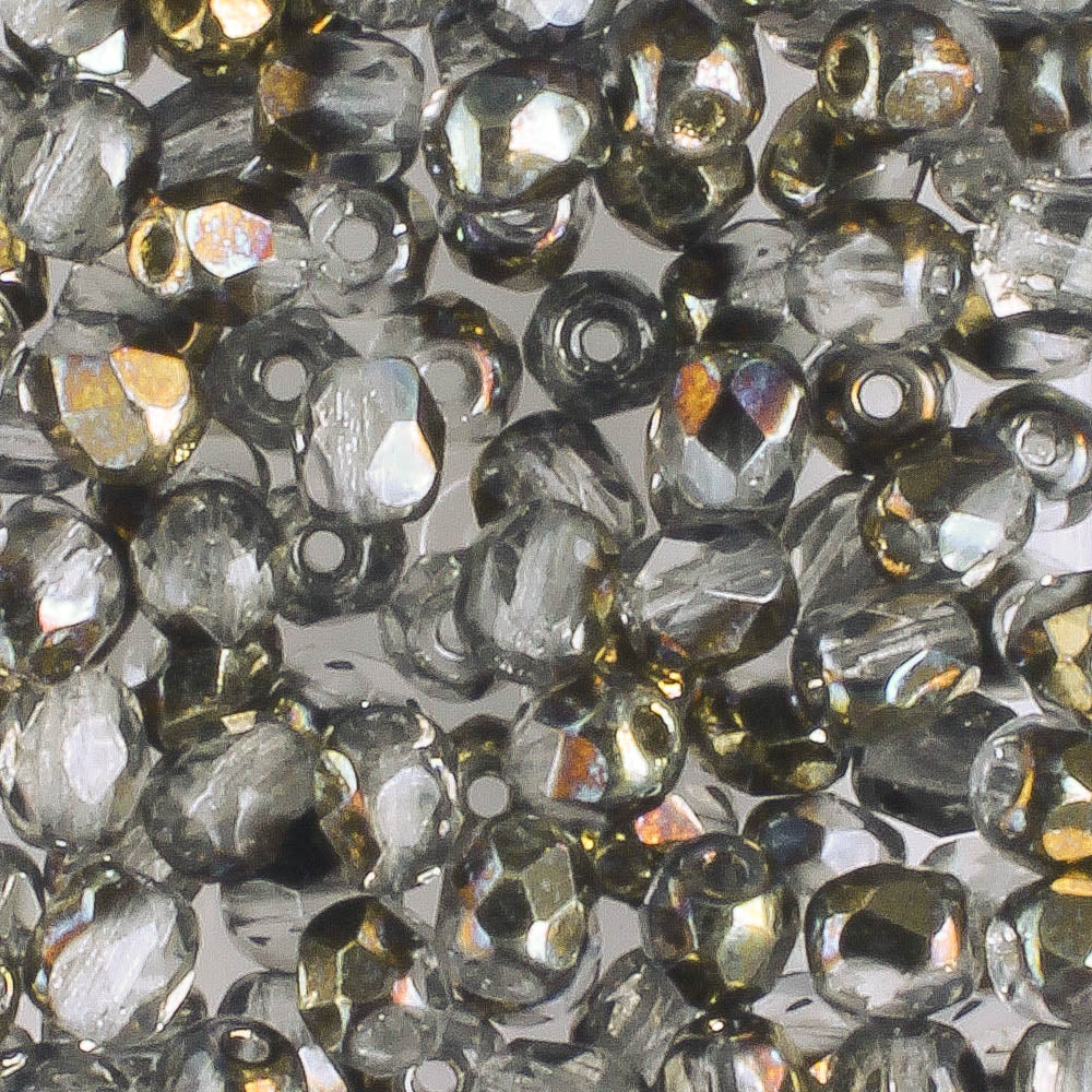 4mm Round Fire Polish Smoke Bronze - 100 beads