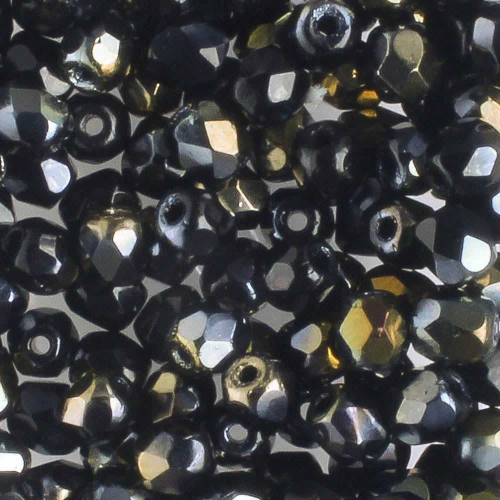 4mm Round Fire Polish Black Bronze - 100 beads