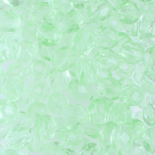 4mm Round Fire Polish Light Green - 100 beads