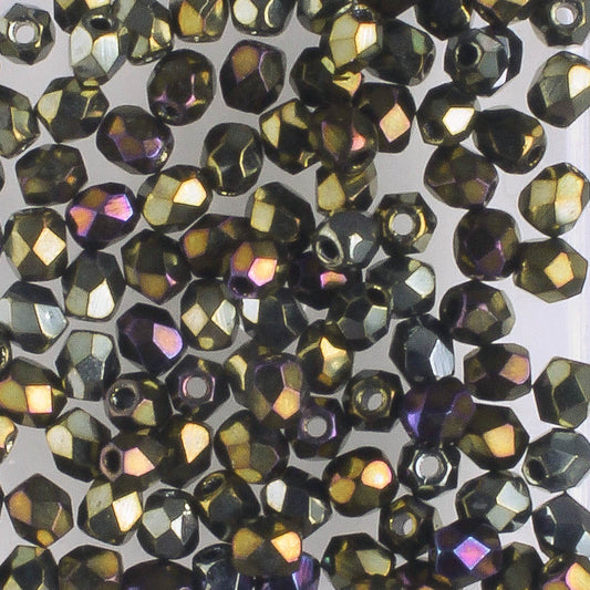 3mm Fire Polish Bronze Iris - 100 beads