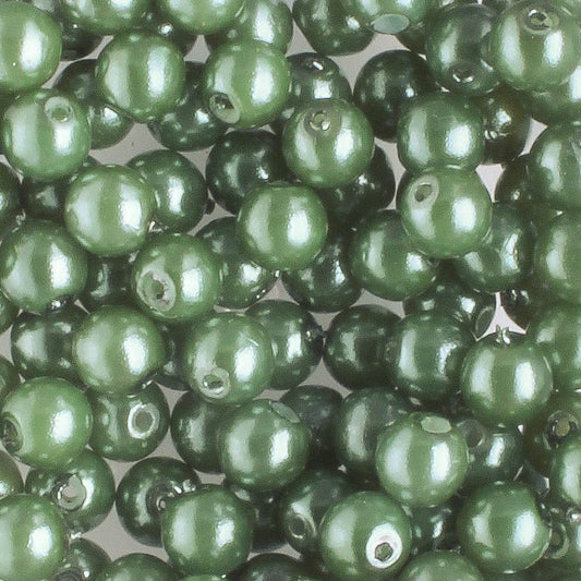 4mm Glass Pearl Sage Green - 100 beads