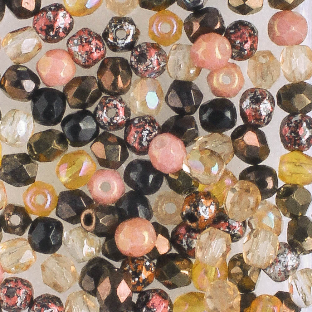 3mm Fire Polish Brown Mix - 100 beads