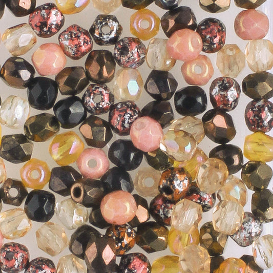 3mm Fire Polish Brown Mix - 100 beads