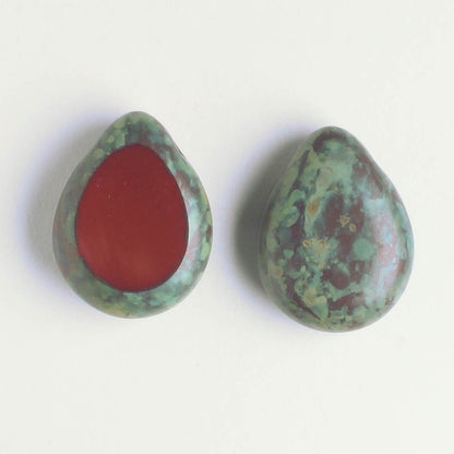 Polished Drop Burnt Umber Picasso - 18 beads