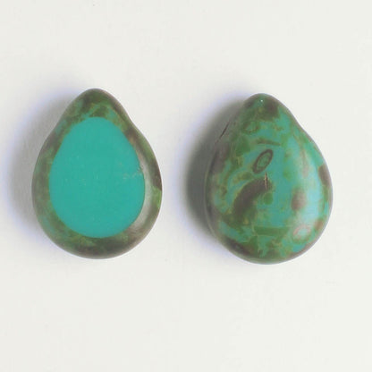 Polished Drop Turquoise Picasso  18 beads