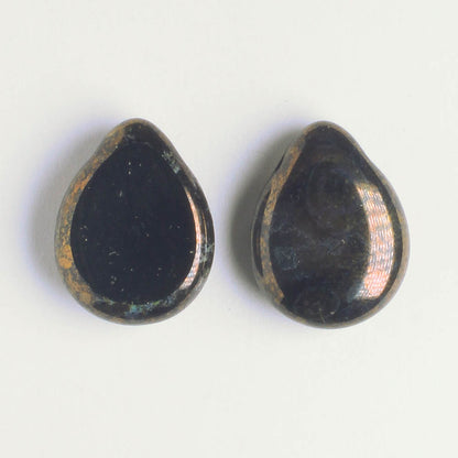 Polished Drop Jet Moon Dust - 18 beads