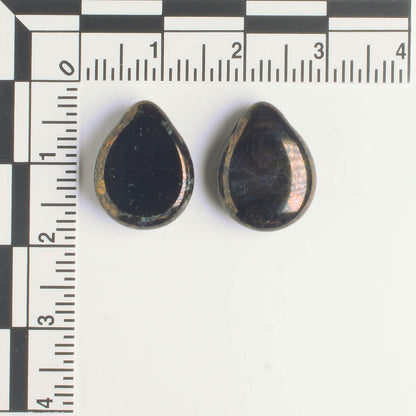 Polished Drop Jet Moon Dust - 18 beads