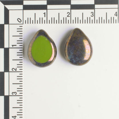 Polished Drop Olive Bronze Picasso - 18 beads